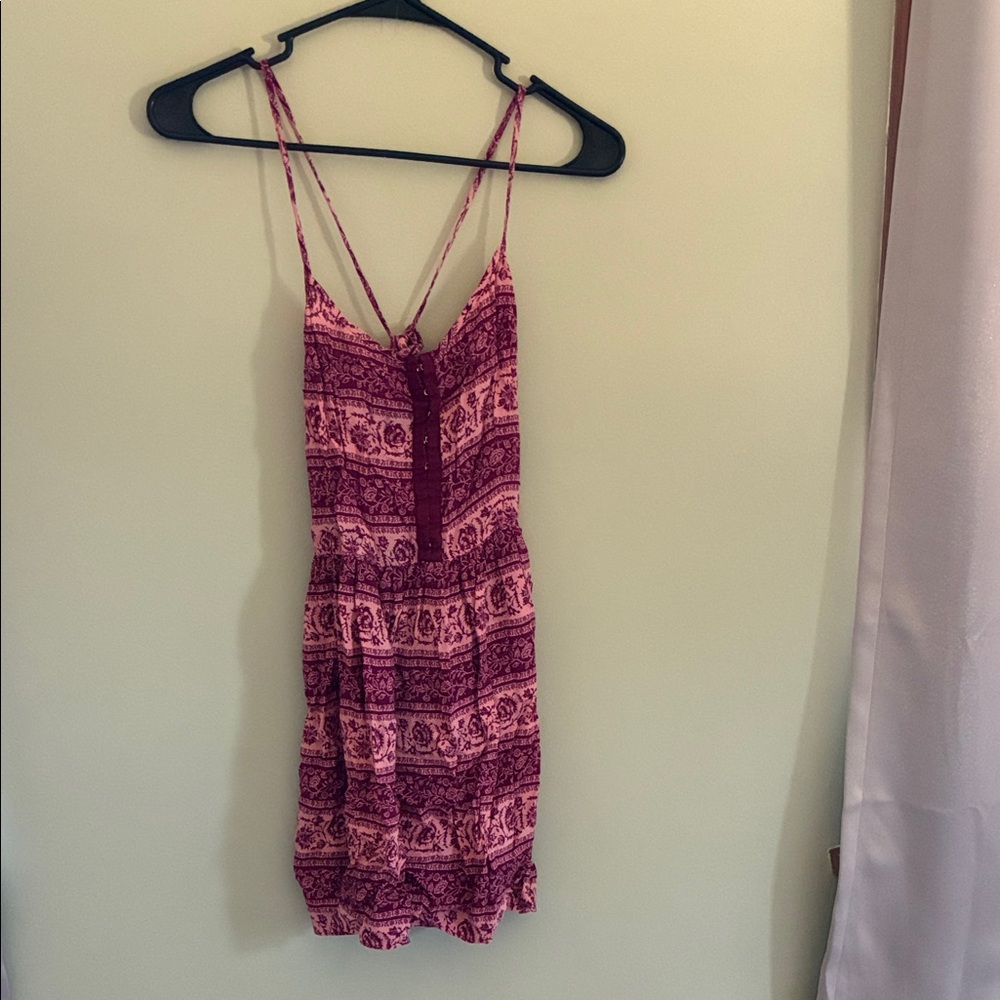 Purple Printed Spaghetti Strap Dress